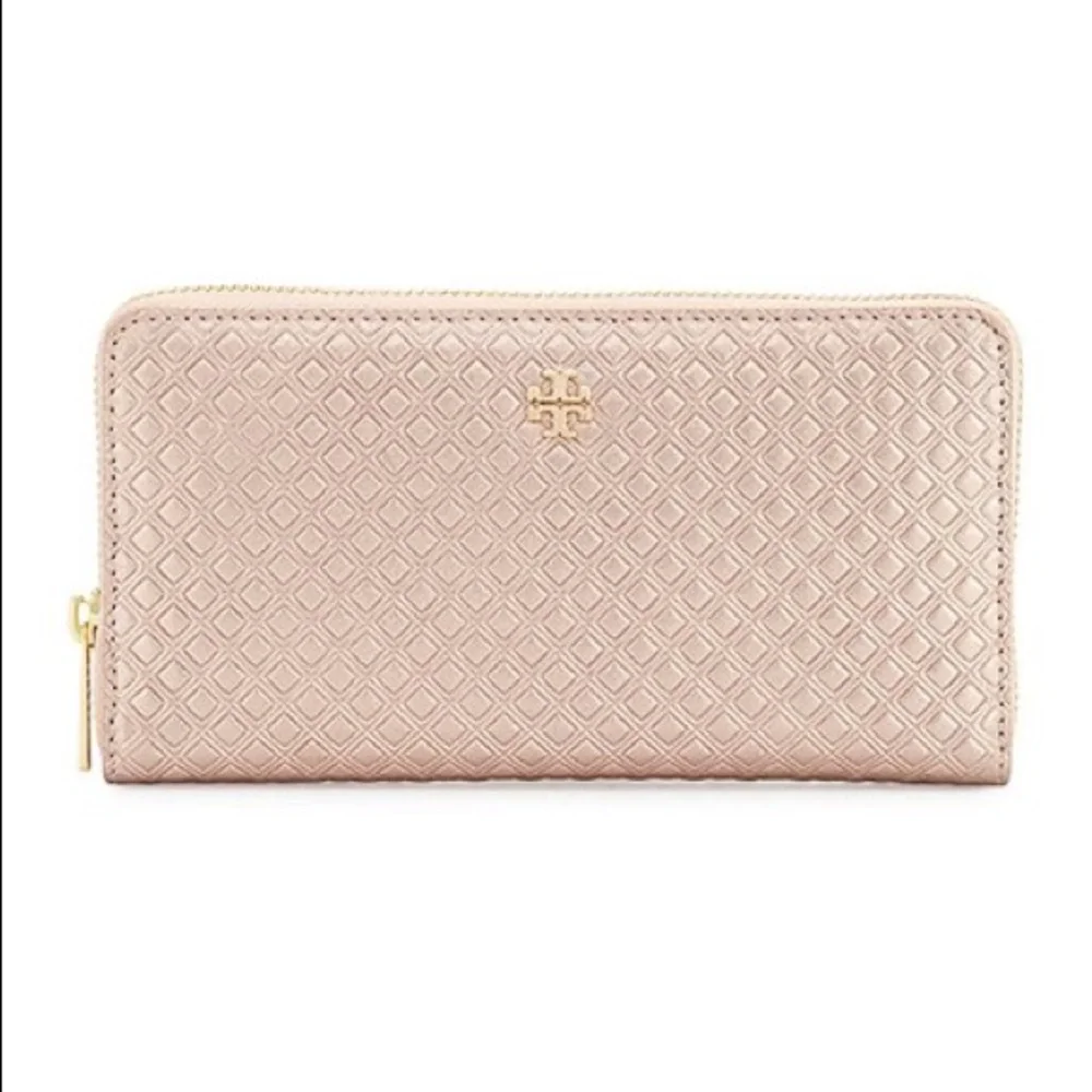 Tory Burch Marion Embossed Rose Gold Wallet